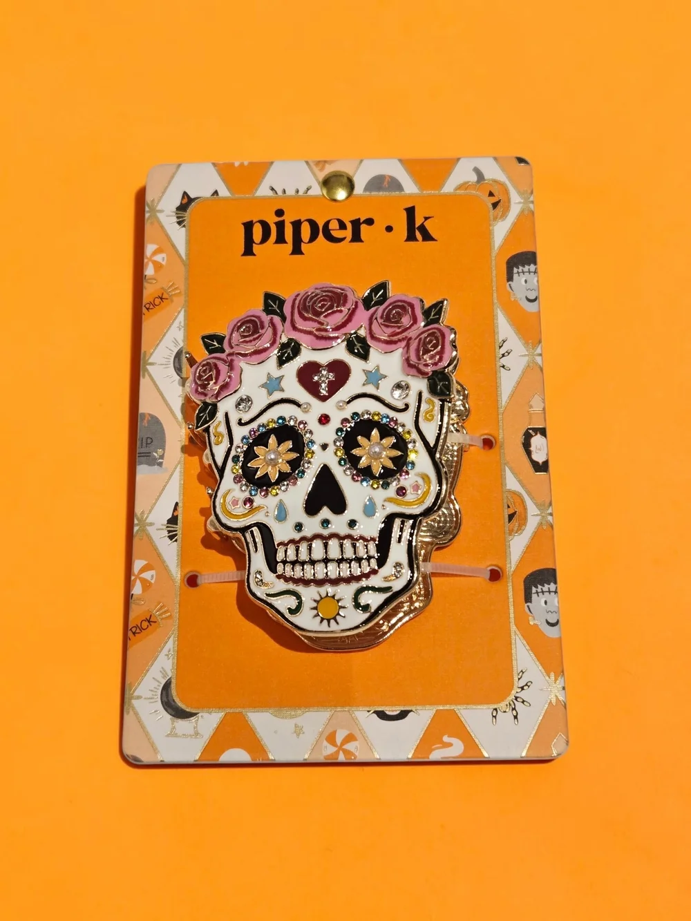NEW Sugar Skull Metal Multicolor Hair Claw Clip Piper-K  New With Tags 3 Inches